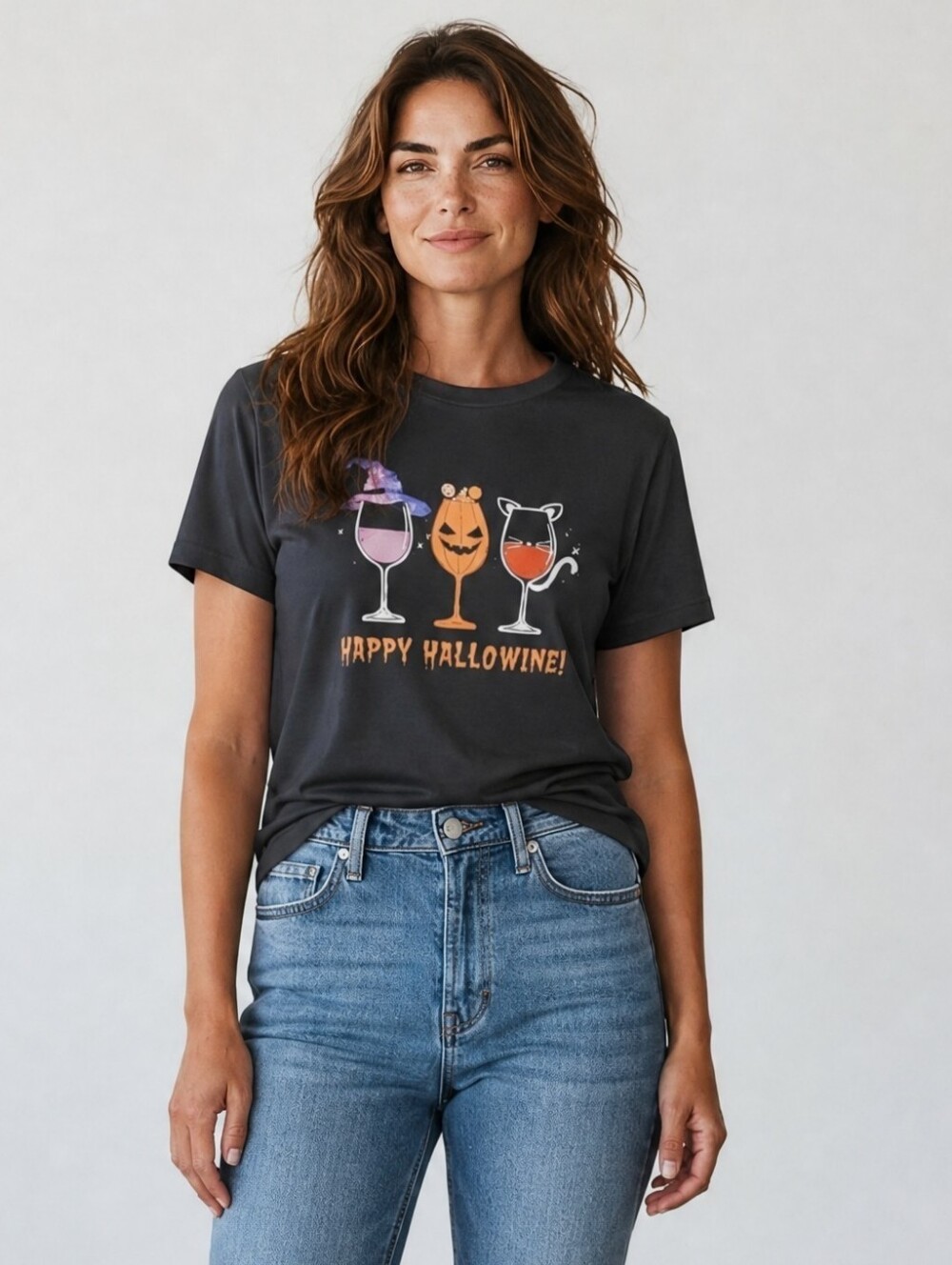Fruit of the Loom Black Halloween Wine Tee